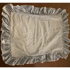 Ralph Lauren Denim Ruffle Pillow Cover Standard Size 100% Cotton USA Made Farm